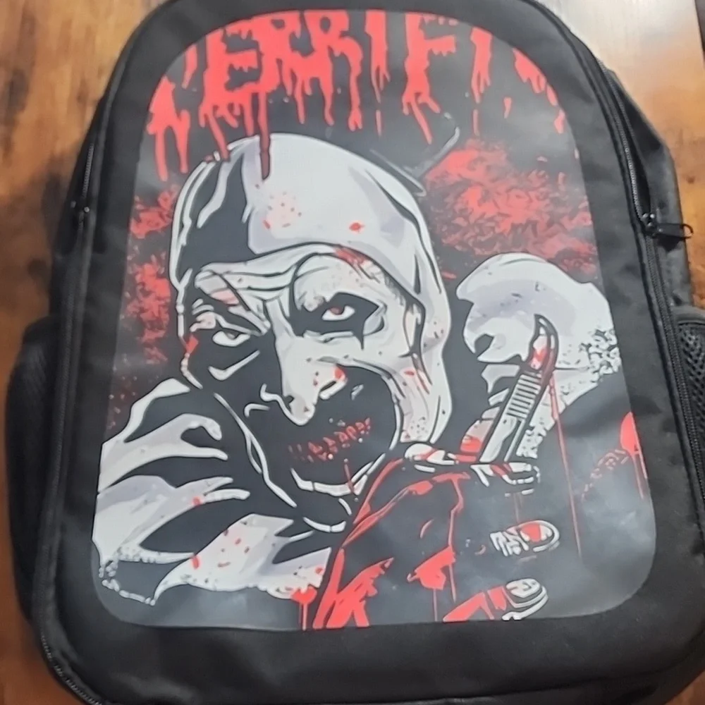 FIRM PRICE Terrifier Art the Clown Backpack, Black And Red Size In Pictures